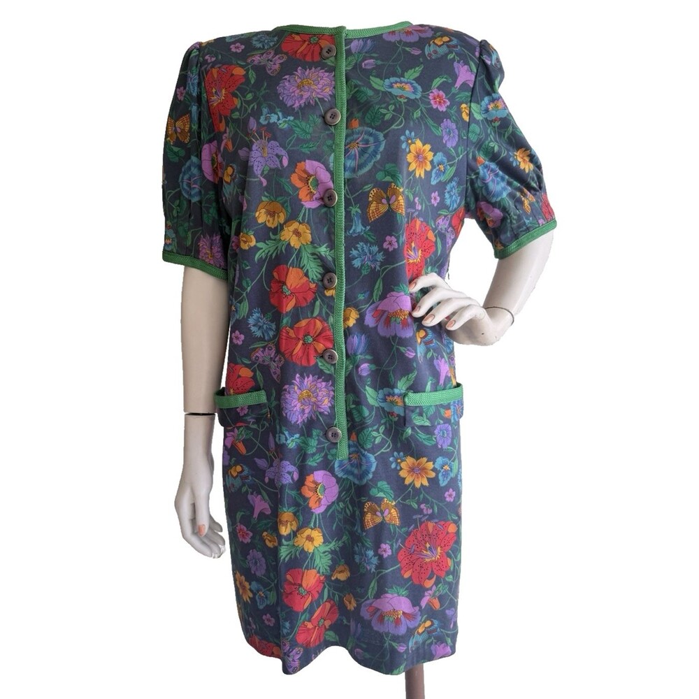 WAYNE KASTNING for HELGA Vintage Dress Floral Butterfly Colorful Size S M